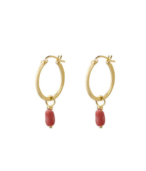 Coral hoop earring brass/ g-p