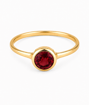 Brass round garnet ring