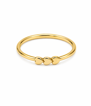 Brass triple tiny heart ring