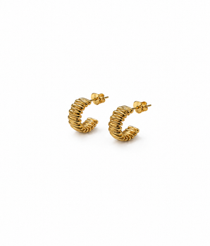Multi bar hoop stud earring brass/g-p