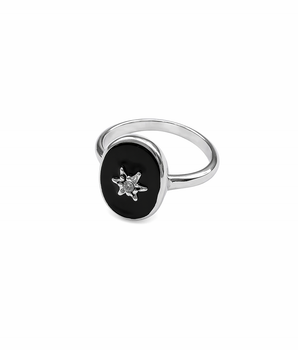 Ring black resin star brass s-p