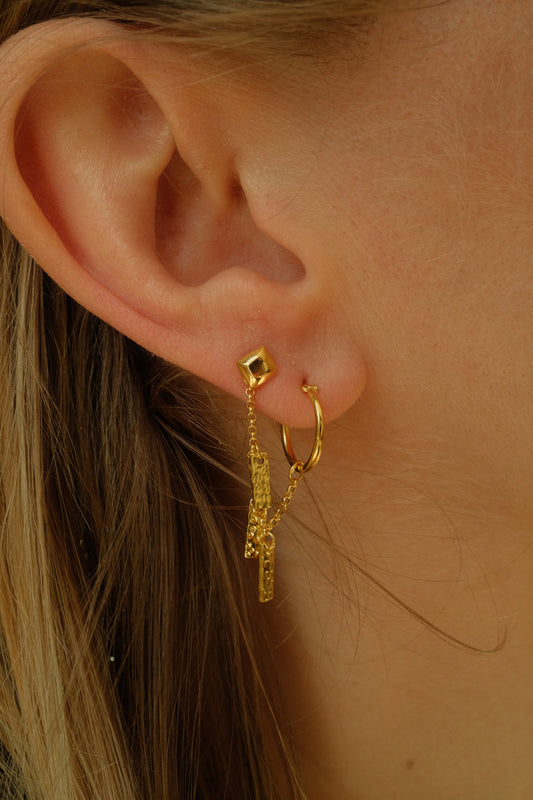 Rectangle chain earring g-p, per piece