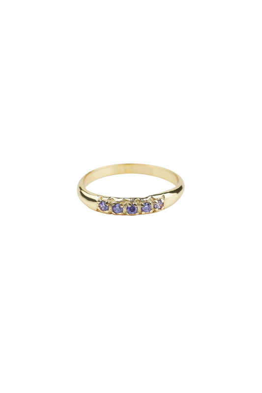 Ringen - multi tiny purple stone - Brass