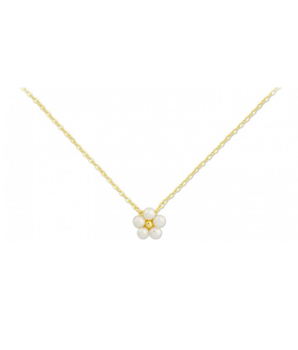 Necklace pearl flower g-p, 45 cm