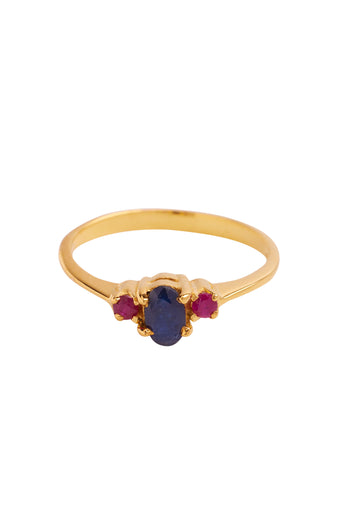 Xzota | Ringen | Blue saphir & Ruby | Goud