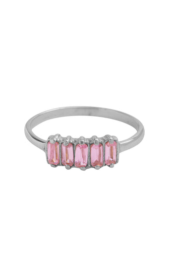Xzota | Ringen | Pink baquette | Zilver