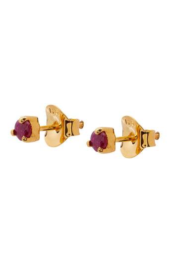 Xzota - Oorbellen -Little ruby stone - 22K Gold