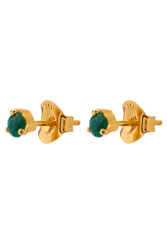 Xzota -Oorbellen - Little green emerald stone - 22K Gold