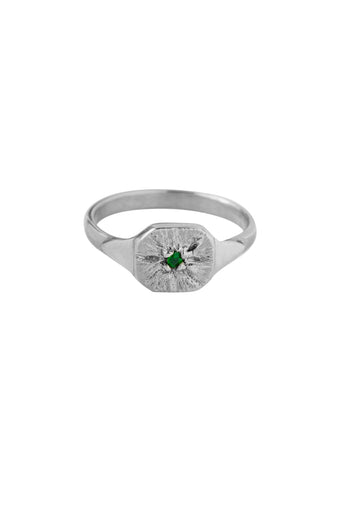 Xzota - Ringen - Green flower - Silver
