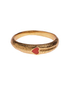 Brass red resin heart ring
