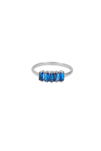 Xzota - Ringen - ~Blue baquette - Zilver