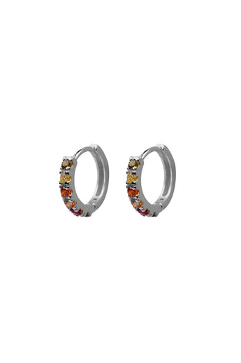 Xzota - Oorbellen - Hoop rainbow - Zilver