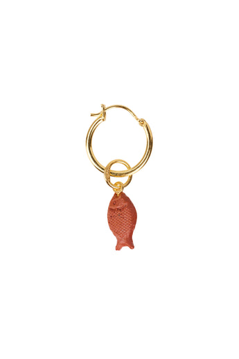 Xzota/ Oorbellen - Hoop tiny resin fish - Gold plated