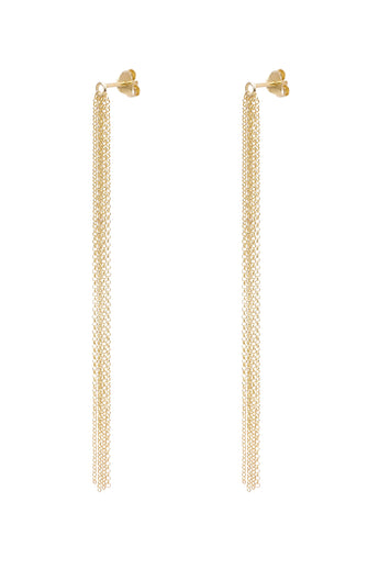 Xzota - Oorbellen - Long tiny chain - Goud