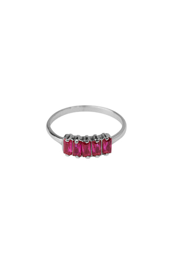 Xzota/ Ring - Ruby baguette - Silver