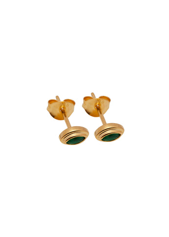 Xzota | Oorbellen | Lip green emerald stud | Gold plated