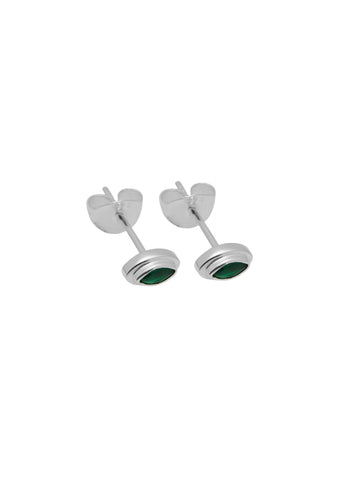 Xzota | Oorbellen | Lip green emerald stud | Zilver