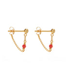 Xzota | Oorbellen | Dot chain coral | Gold plated