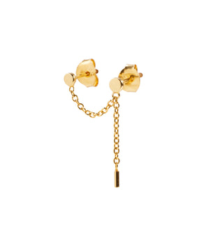 Xzota - Oorbellen - Double dot chain earring p.p. - Gold plated