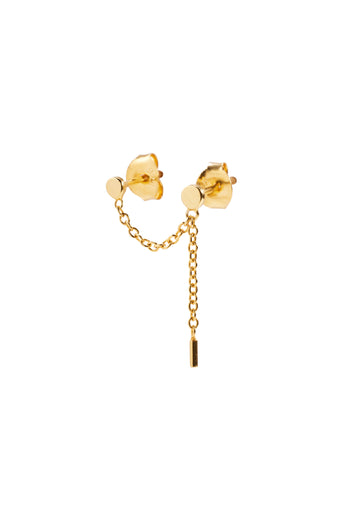 Xzota - Oorbellen - Double dot chain earring p.p. - Gold plated