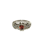 Silver vintage garnet en pearl ring