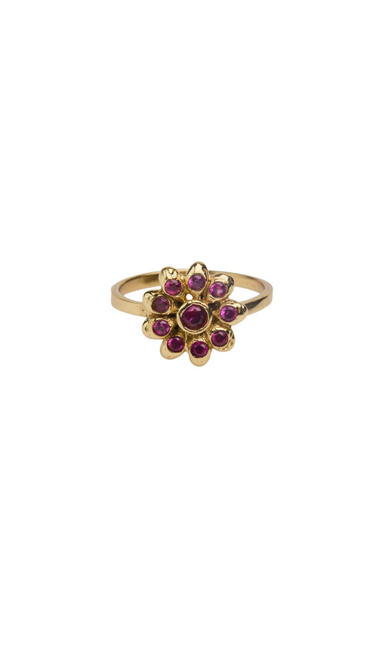 Brass chunky flower ring