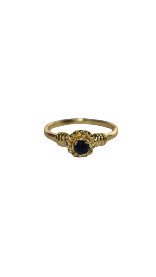 Brass blue flower ring