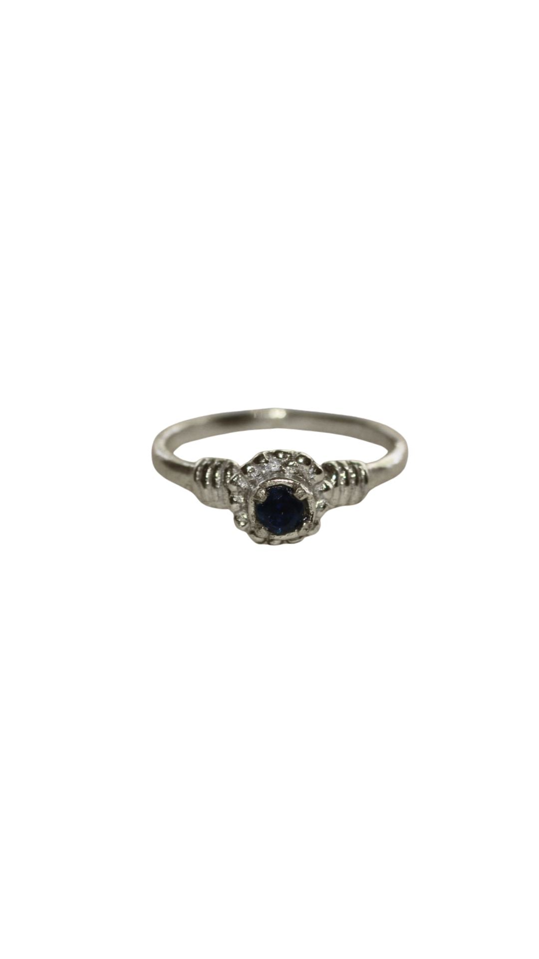 Silver blue flower ring