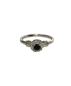 Silver blue flower ring