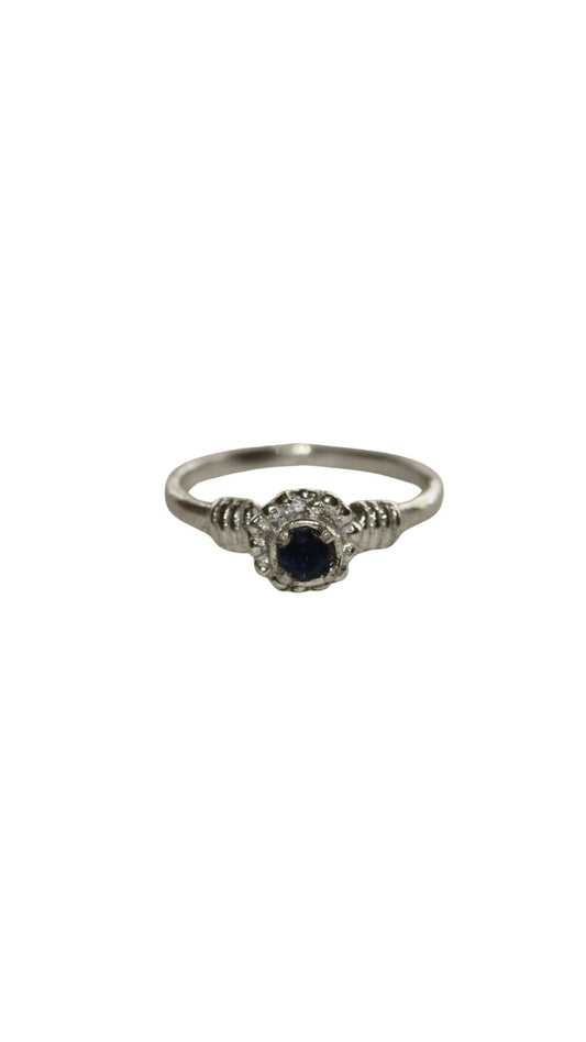 Silver blue flower ring