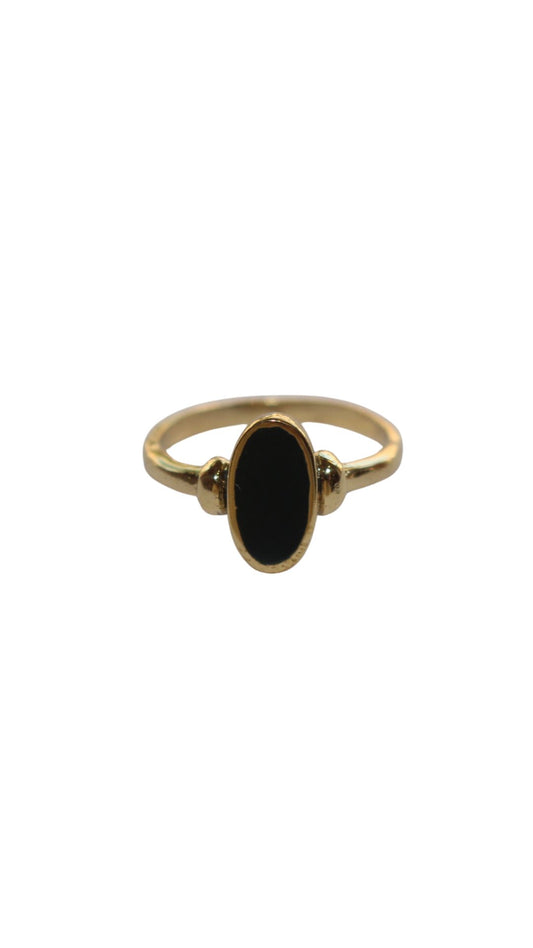 Brass dark green resin oval