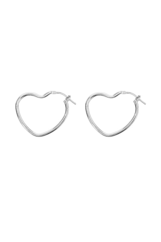 Silver heart hoop small