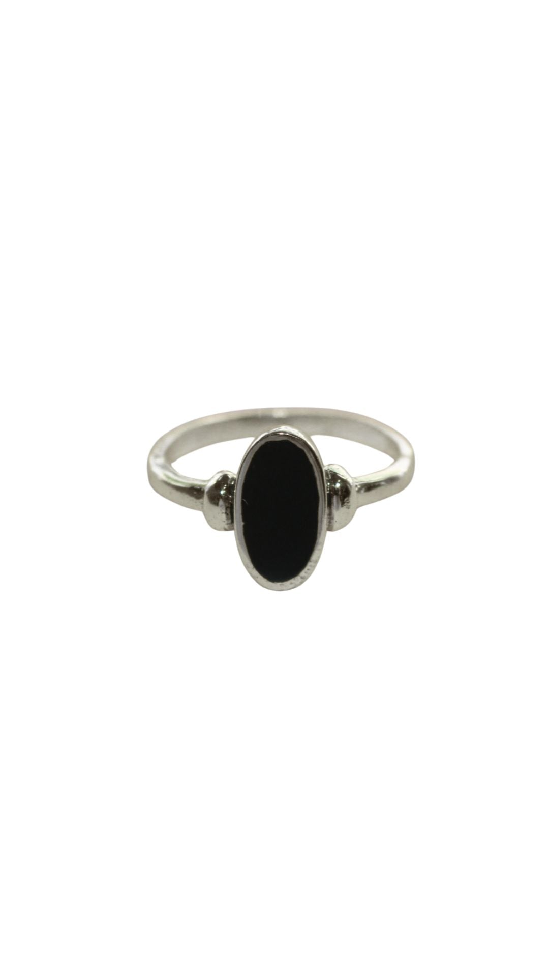 Silver dark green resin oval