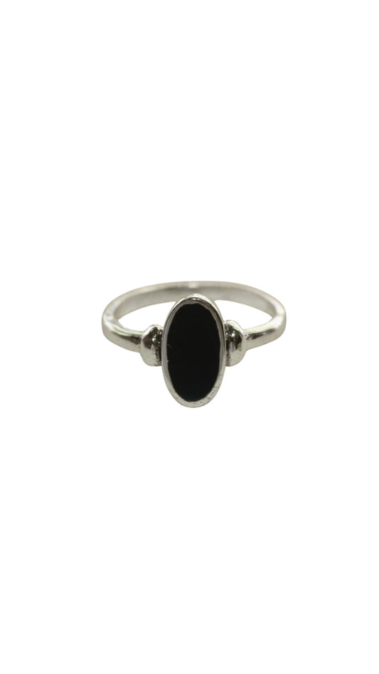 Silver dark green resin oval
