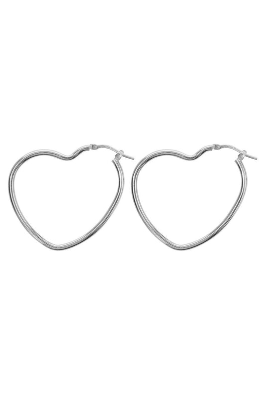 Silver heart hoop big