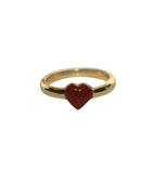 Brass dark red resin heart ring