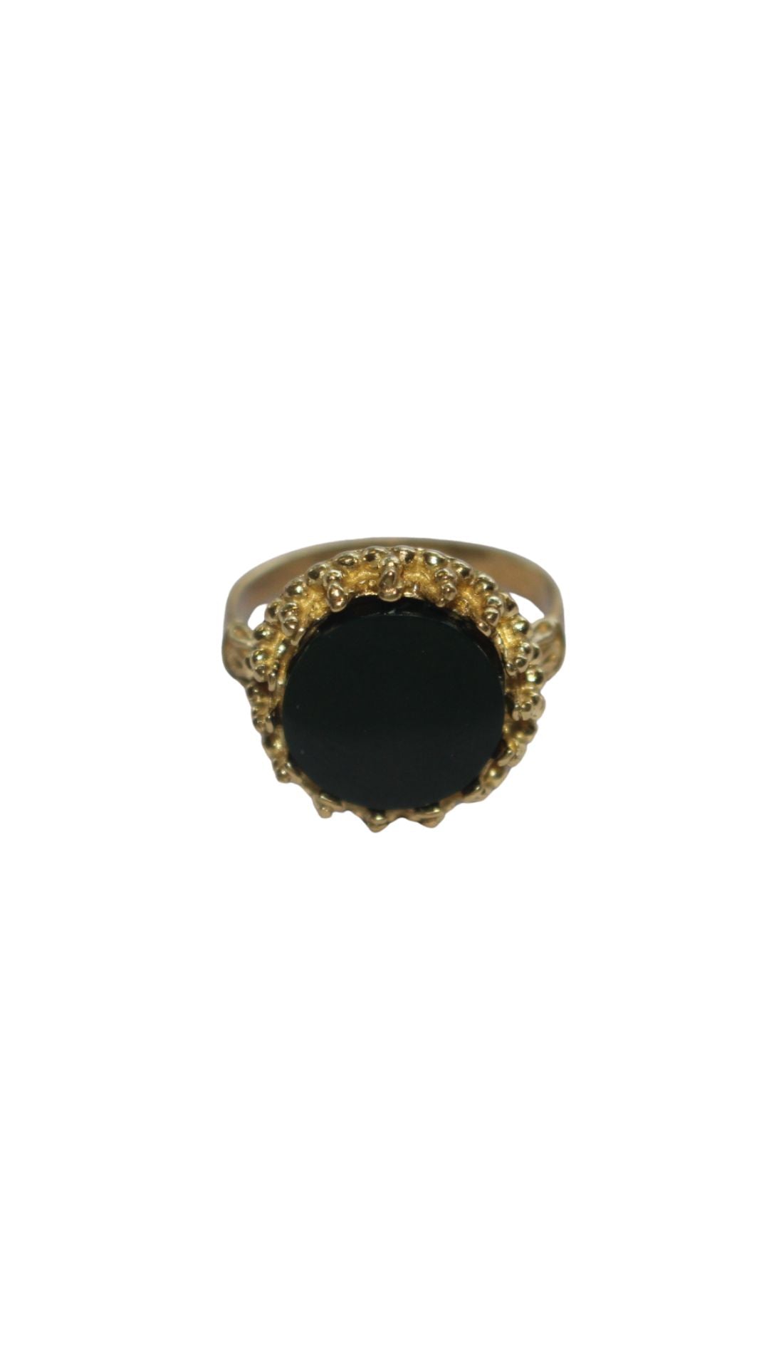Brass dark green resin dot ring