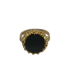Brass dark green resin dot ring