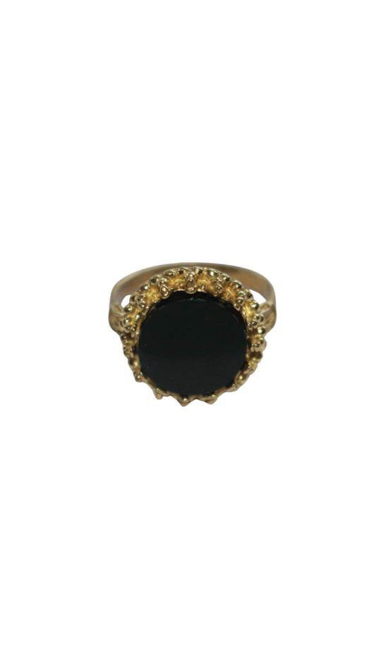 Brass dark green resin dot ring