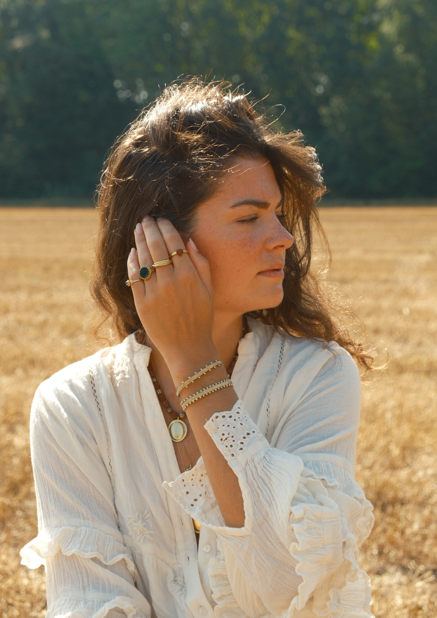 Brass multi dot cuff bracelet