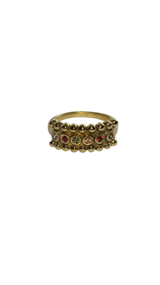 Brass multi stone ring