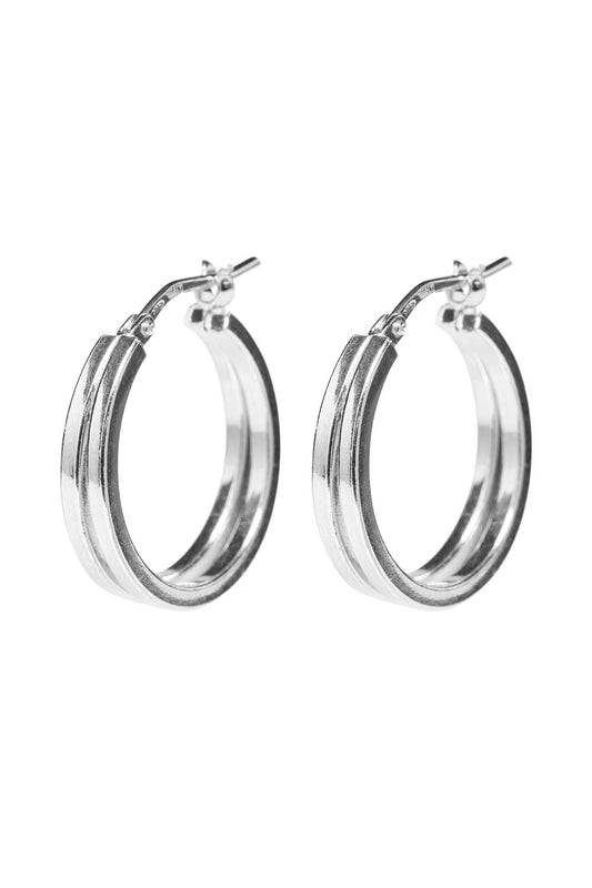 Silver double hoop