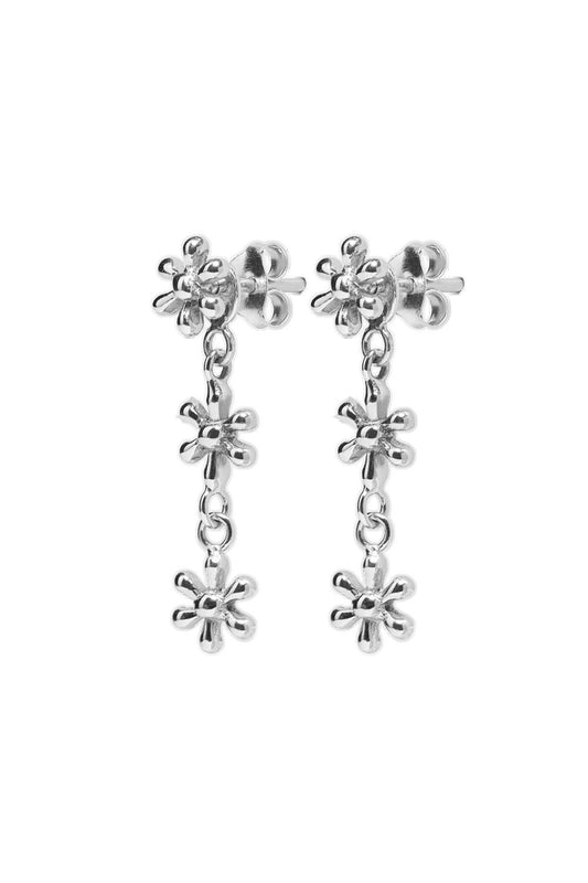 Silver triple flower stud