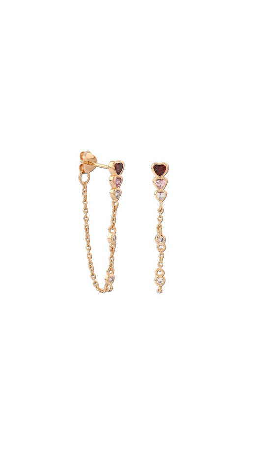 Multi heart chain earring g-p