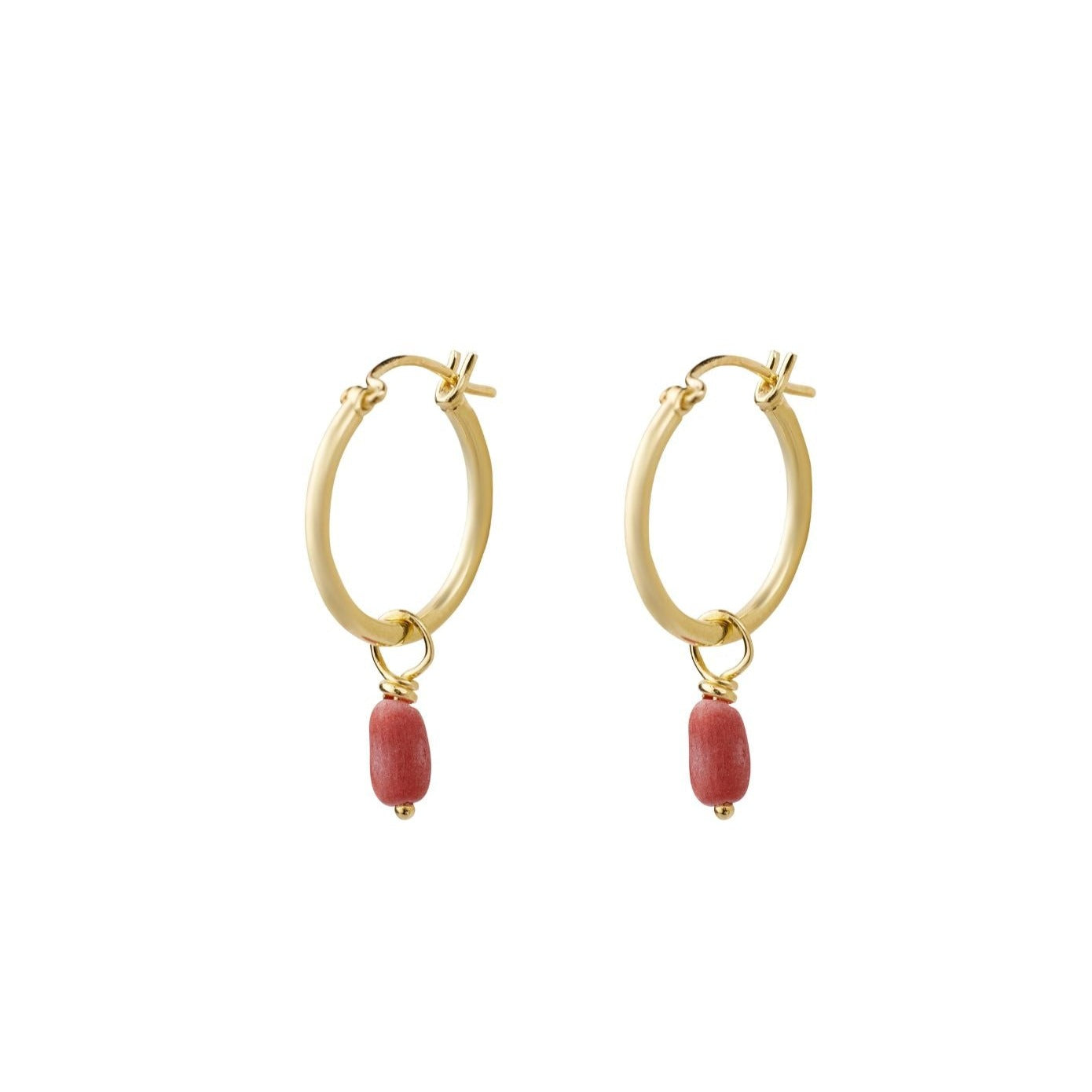 Coral hoop earring brass/ g-p