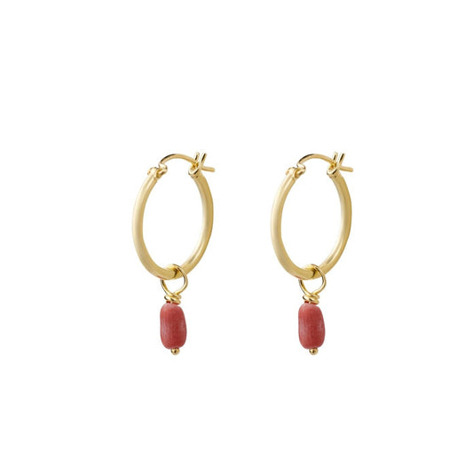 Coral hoop earring brass/ g-p