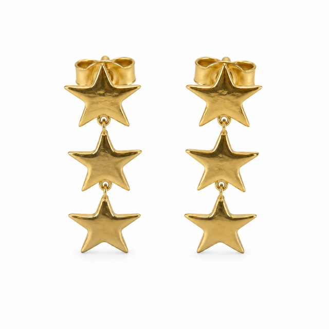 Triple star stud earring g-p