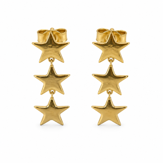 Triple star stud earring g-p