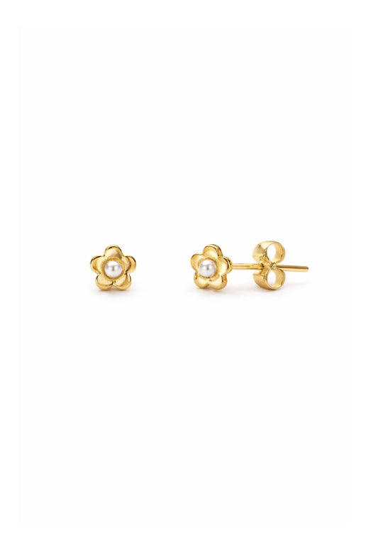 Pearl flower stud earring g-p