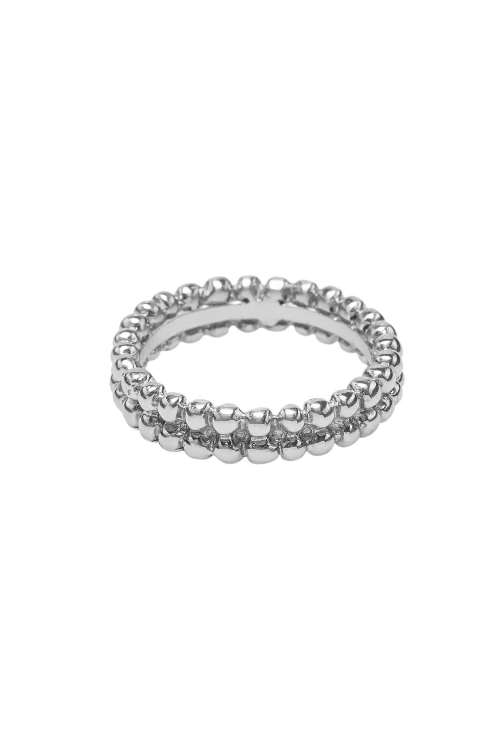 Silver double tiny ball ring